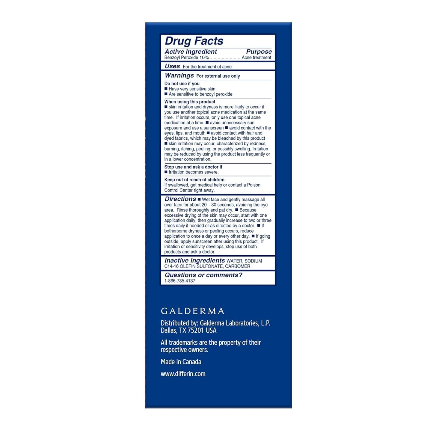 Differin Acne Foaming Cleanser with 10% Benzoyl Peroxide