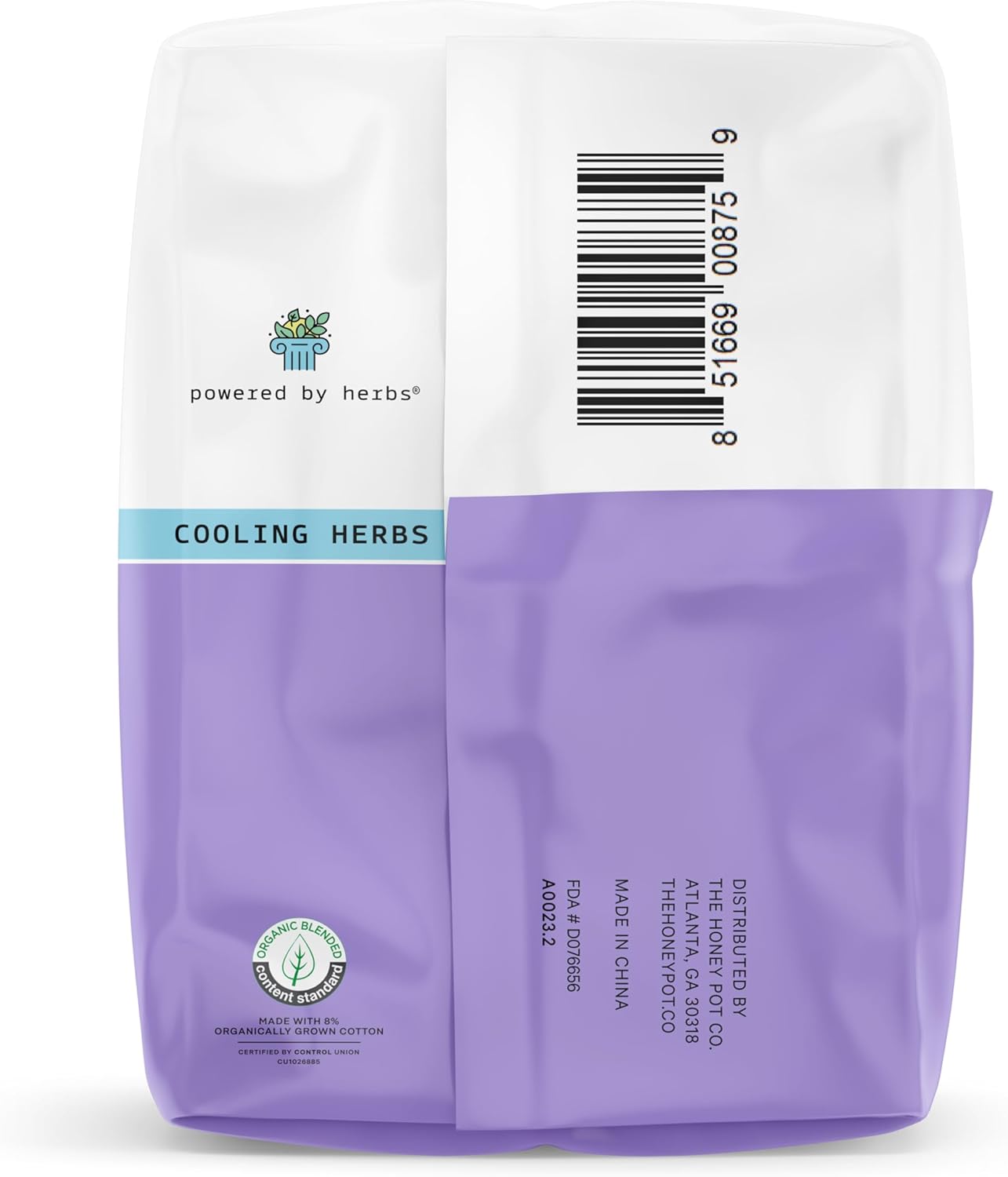 The Honey Pot Company Herbal Pads with Wings, Organic Cotton Cover