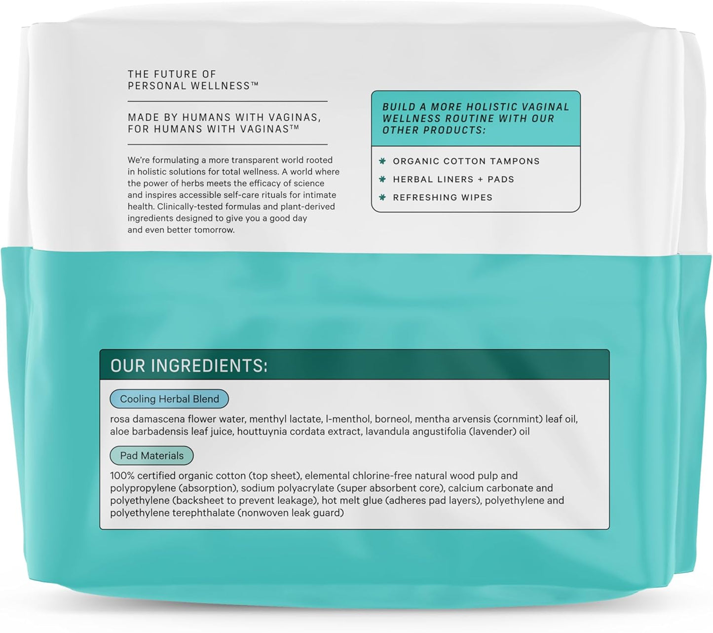 The Honey Pot Company Herbal Pads with Wings, Organic Cotton Cover