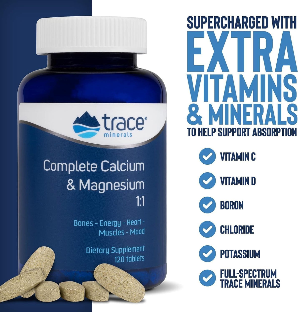 Trace Minerals Complete Calcium & Magnesium 1:1 Tablets