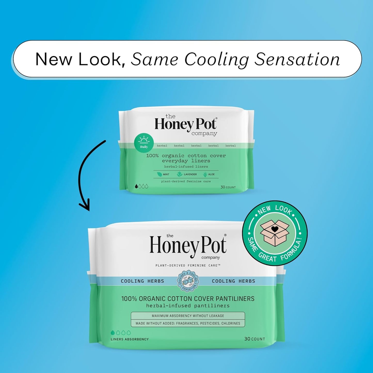 The Honey Pot Company Herbal Everyday Liners, Organic Cotton Cover
