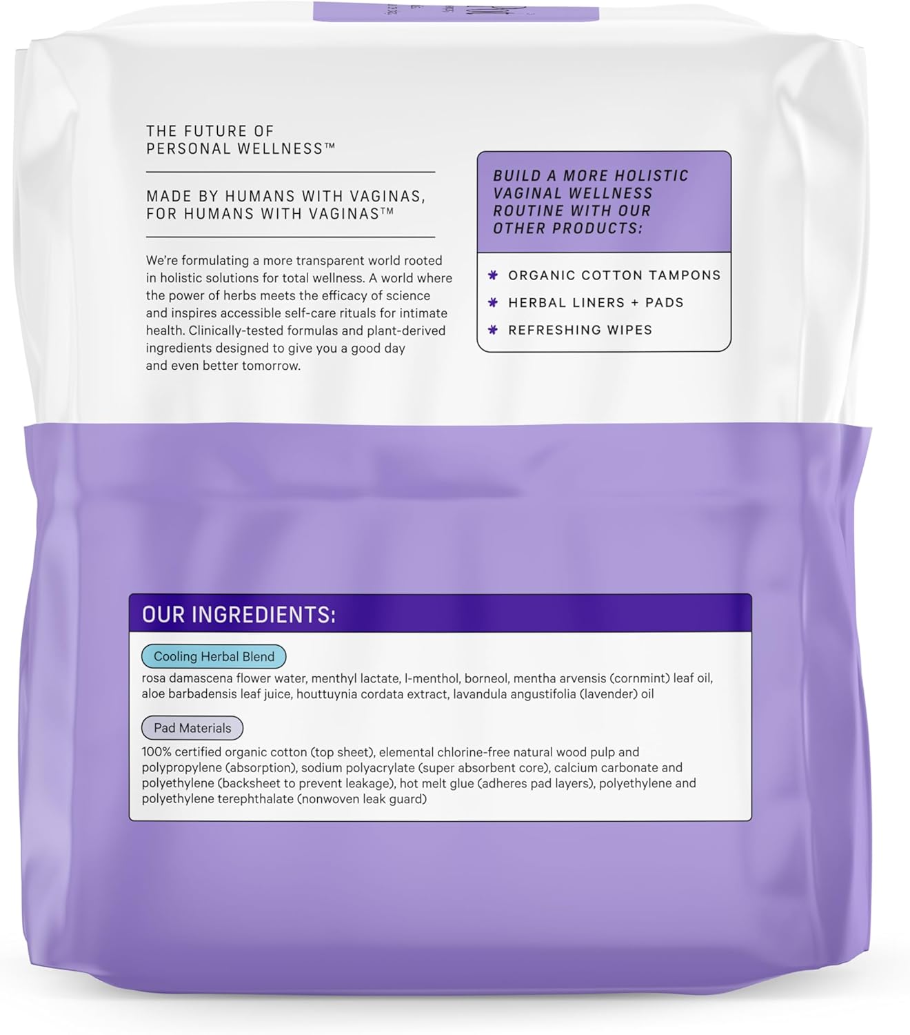 The Honey Pot Company Herbal Pads with Wings, Organic Cotton Cover