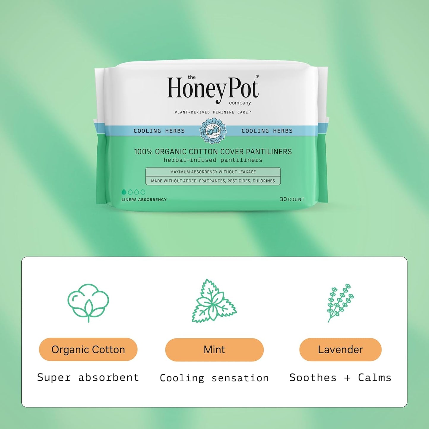 The Honey Pot Company Herbal Everyday Liners, Organic Cotton Cover