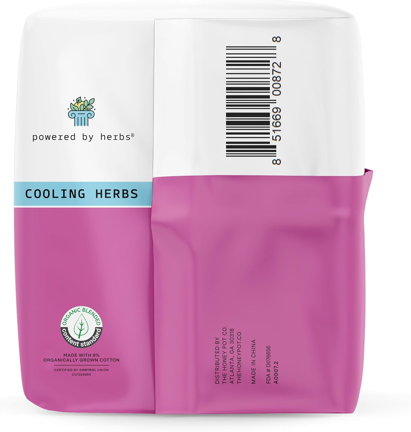 The Honey Pot Company Herbal Pads with Wings, Organic Cotton Cover