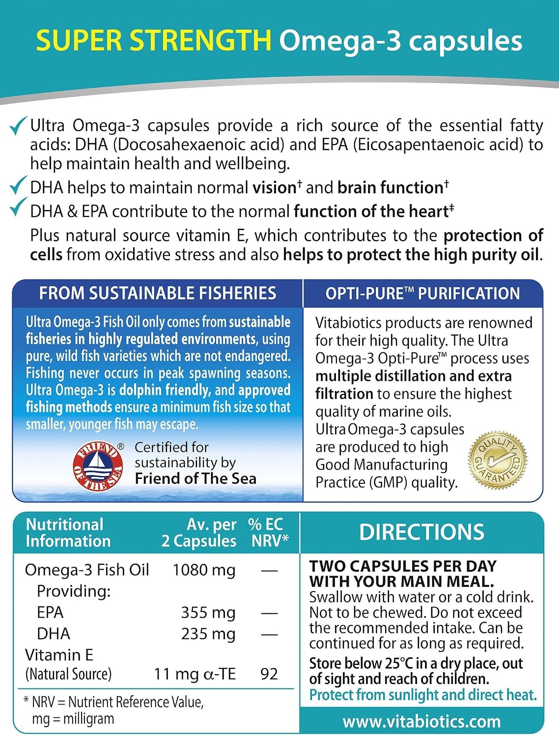 Vitabiotics Ultra Omega-3 Super Strength High Purity Fish Oil Capsules