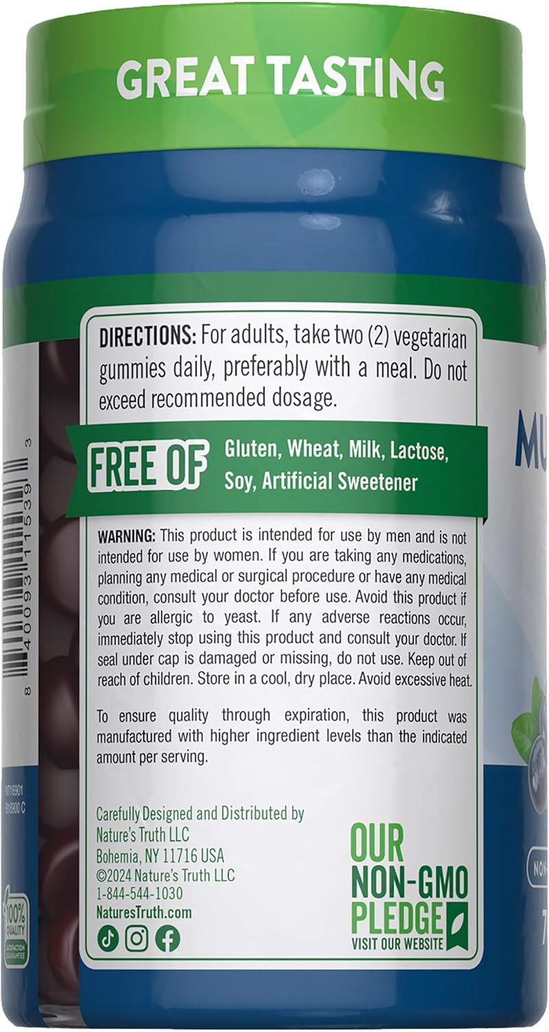 Nature's Truth Men's Multivitamin Gummies with B-12, D3, Zinc