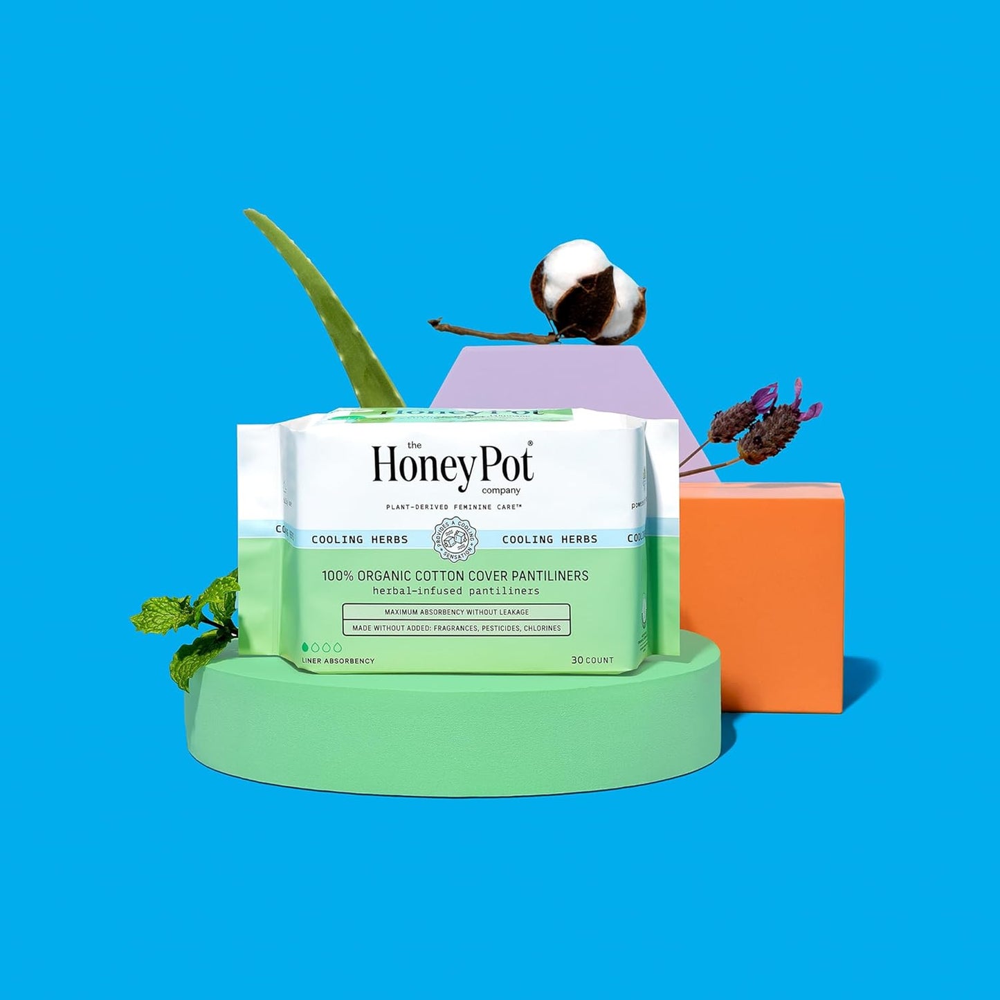 The Honey Pot Co. Herbal "Everyday" Liners, Organic Cotton Cover