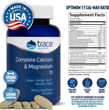Trace Minerals Complete Calcium & Magnesium 1:1 Tablets