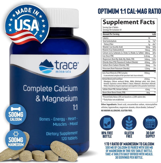 Trace Minerals Complete Calcium & Magnesium 1:1 Tablets