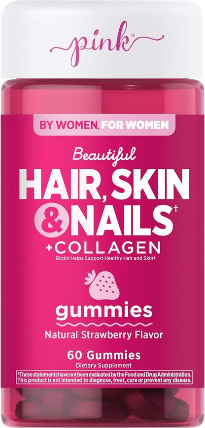 Pink Beautiful Hair, Skin, Nails + Collagen Gummies