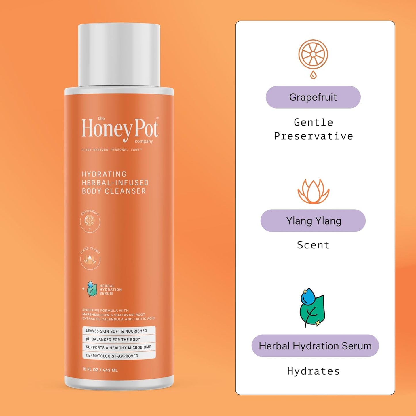 The Honey Pot Co. "Grapefruit Ylang Ylang" Hydrating Body Cleanser