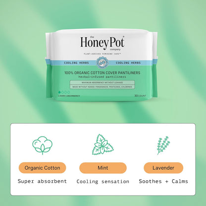 The Honey Pot Co. Herbal "Everyday" Liners, Organic Cotton Cover