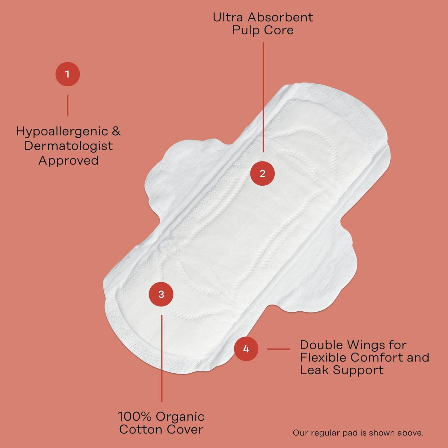 The Honey Pot Co. Herbal "Regular" Pads with Wings, Organic Cotton Cover