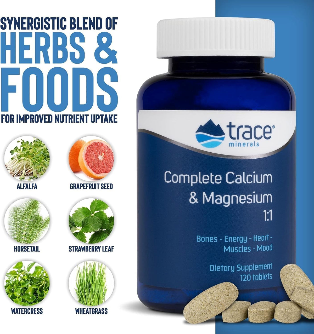 Trace Minerals Complete Calcium & Magnesium 1:1 Tablets