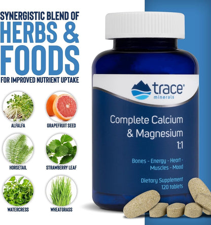 Trace Minerals Complete Calcium & Magnesium 1:1 Tablets