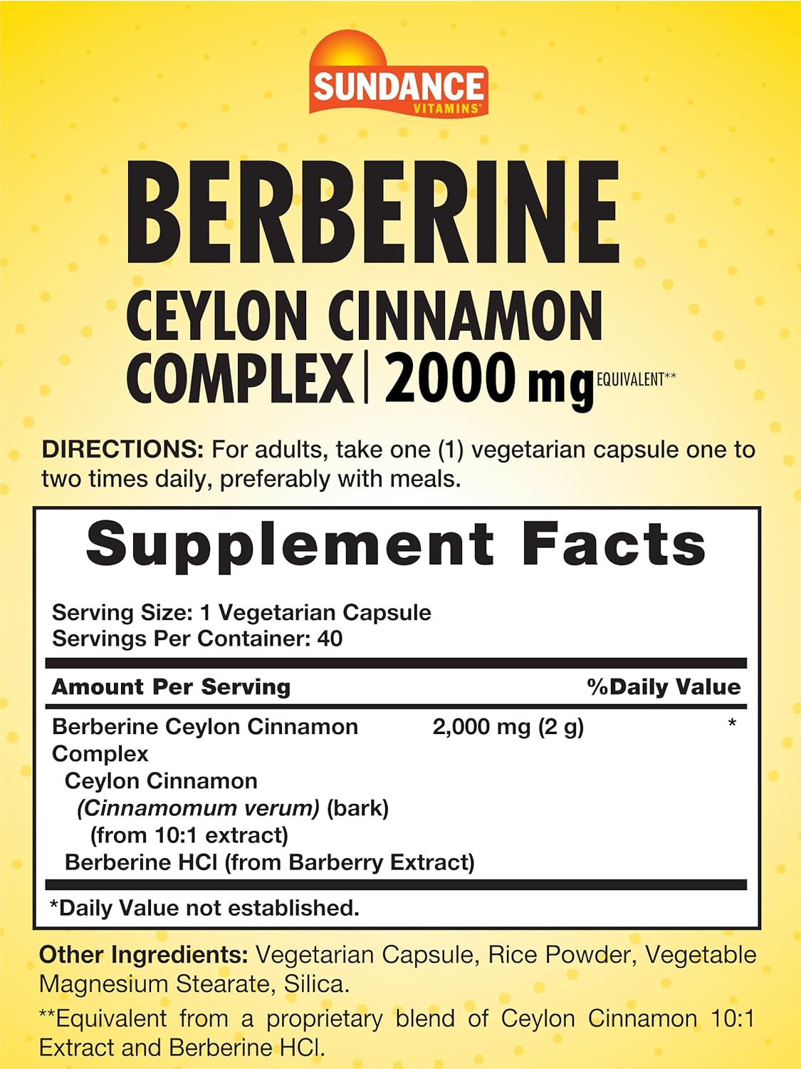 Sundance Berberine Complex with Ceylon Cinnamon 2000mg