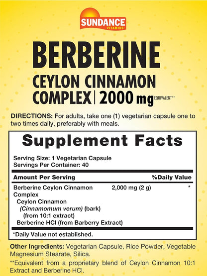 Sundance Berberine Complex with Ceylon Cinnamon 2000mg