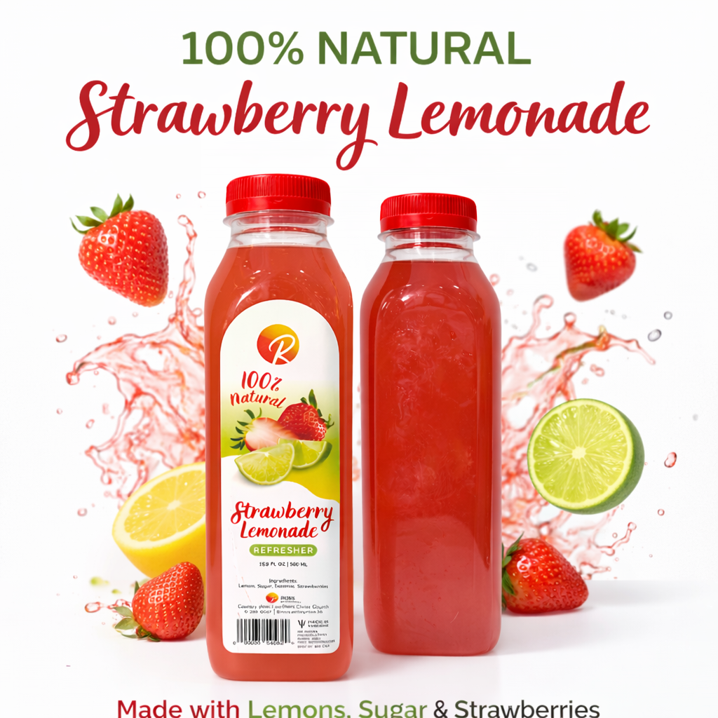 100% Natural Strawberry Lemonade Refresher Drink 500ml