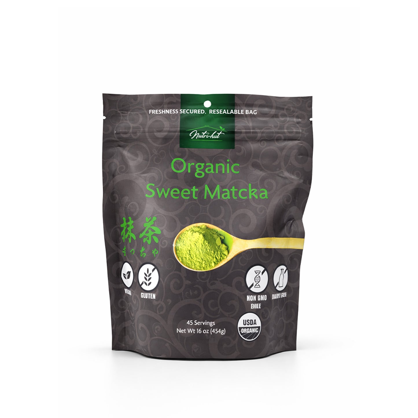 Nutrihut Organic Sweet Matcha 16oz Premium Japanese Green Tea Powder