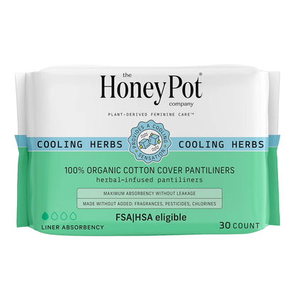 The Honey Pot Co. Herbal "Everyday" Liners, Organic Cotton Cover