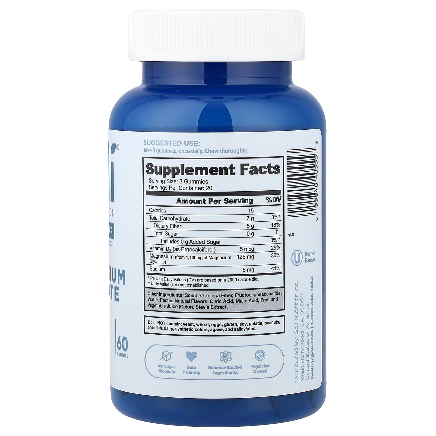 Goli Zero Sugar Magnesium Glycinate Gummies